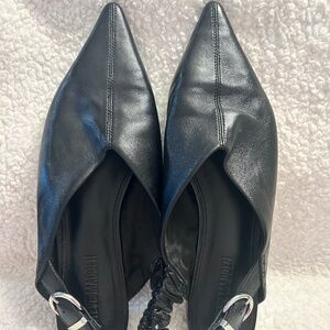 Black Zeta Slingback Buckled Ballets